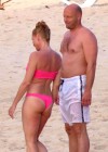 Nicolette Sheridan wear pink thong bikini at the Beach in St. Barts